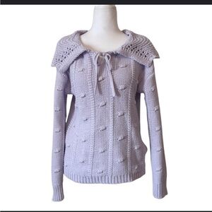 Sandy Liang Light Purple Knit Sweater with Collar